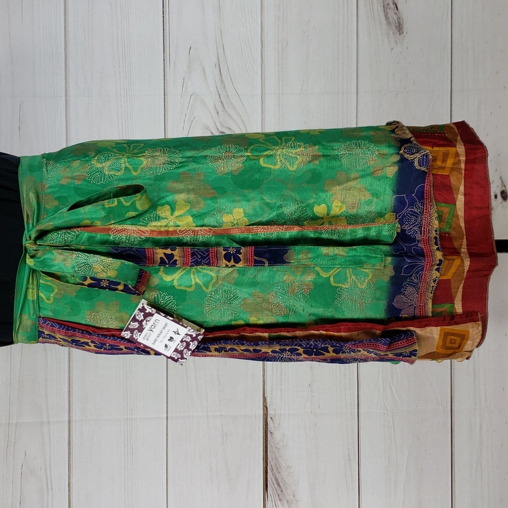 Darn Good Yarn Sari Silk Wrap Skirt Tea XL/Plus